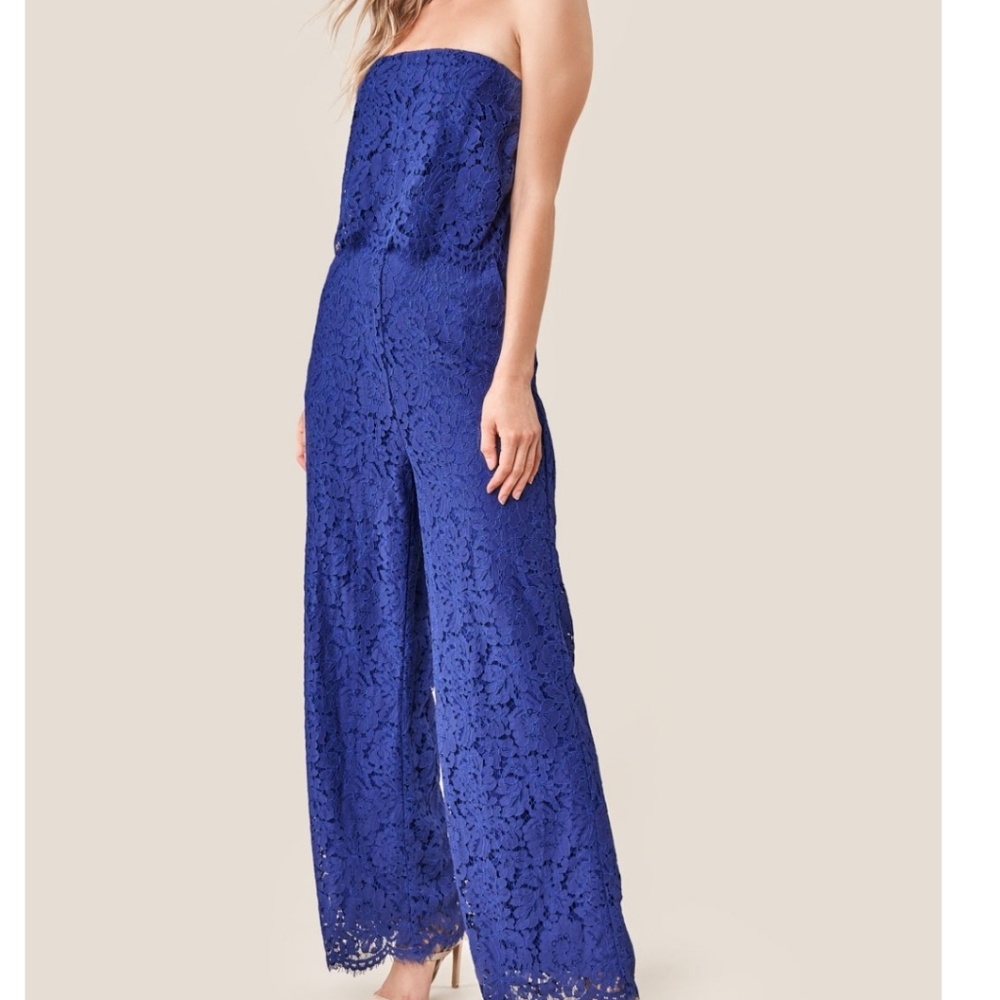 Sugarlips Strapless Lace Blue Jumpsuit